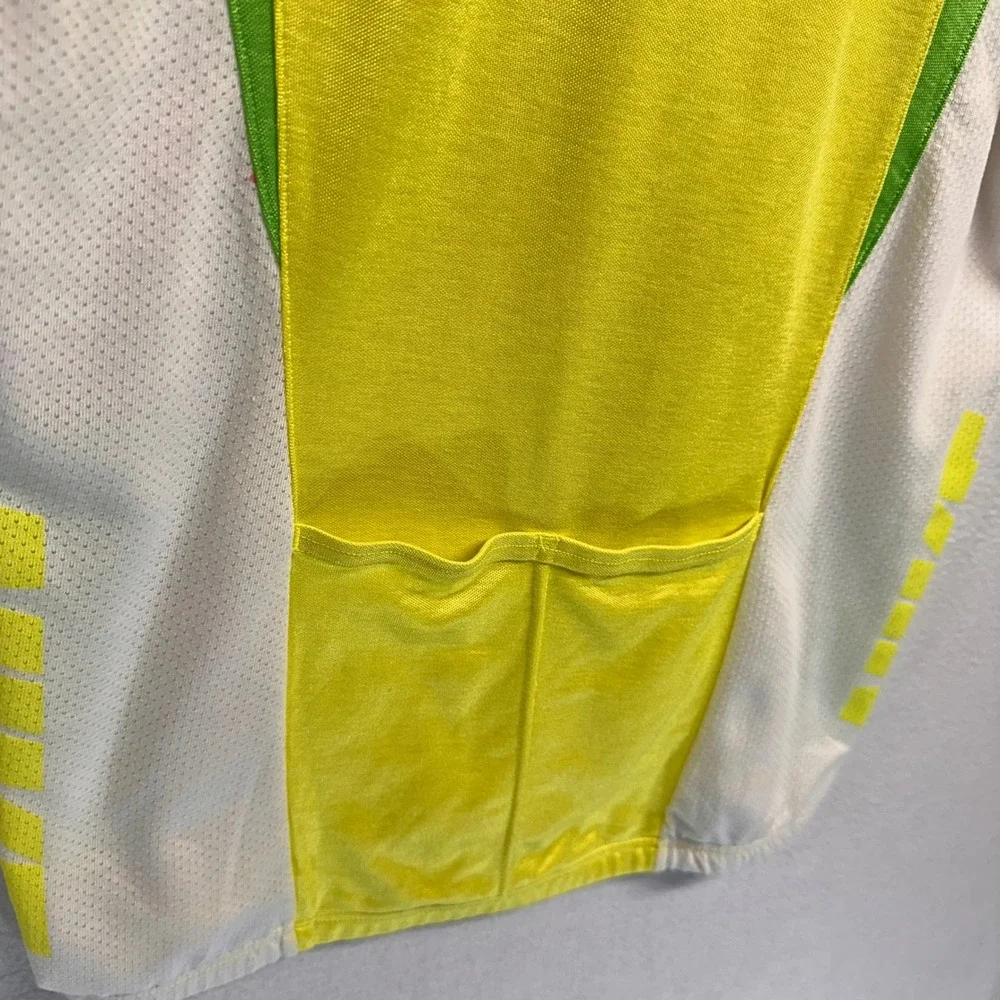 VTG Nike Cycling Jersey Mens S Neon Yellow Green 90s Quarter Zip Mesh Pockets